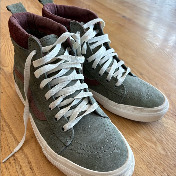 Vans Shoes - Vans High-Top Sneakers - Olive and Maroon